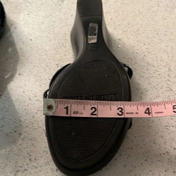 ON HOLD Navy blue Italian Shoemakers wedge slide sandals - Picture 8 of 9